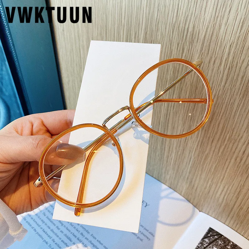 VWKTUUN Anti Blue Light Glasses Round Optical Glasses Women Men Blue Light Blocking Glasses Orange Reading Computer Glasses