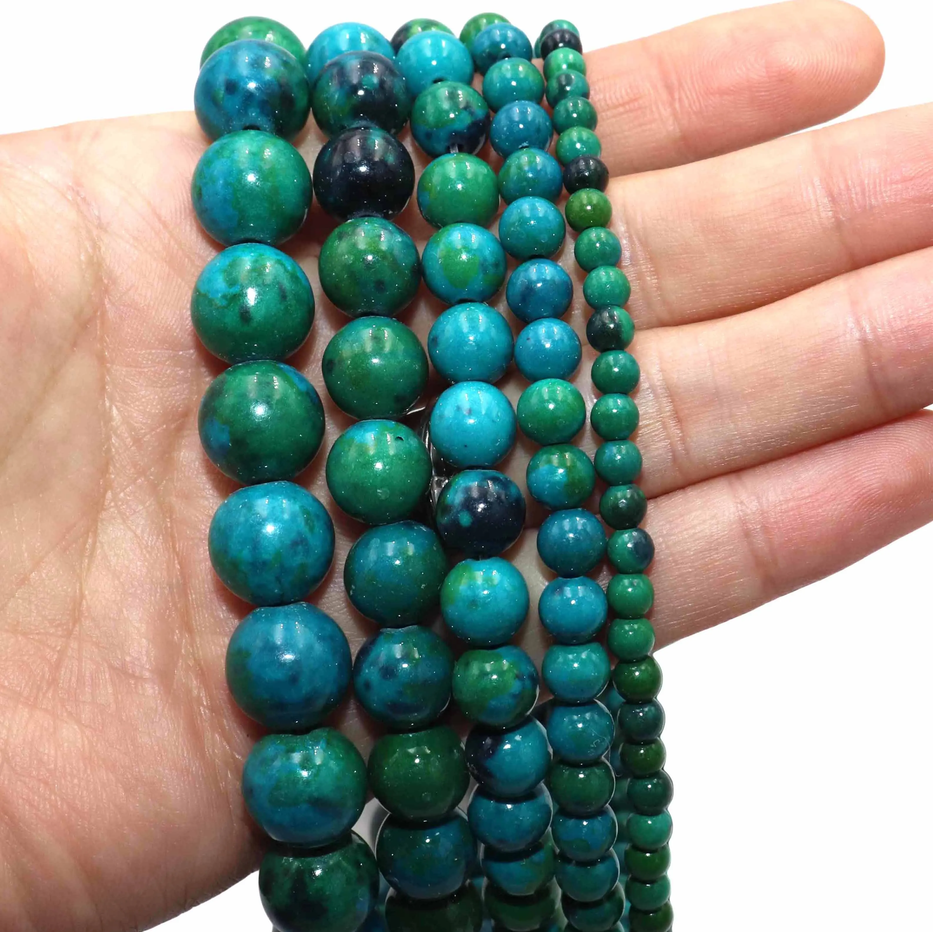 Natural Stone Chrysocolla Round Spacer Beads For Jewelry Making Charm DIY Bracelets Necklace Accessories 3 4 6 8 10 12mm