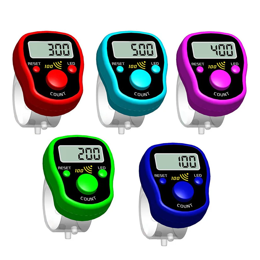 Random Color Finger Counter Digital LED Electronic Handheld Tally Counter Clicker Finger Ring Golf Digit Stitch Marker 1pcs