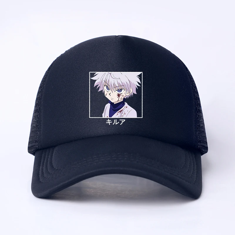 

2021 Hunter X Hunter Mesh Baseball Cap Adjustable Snapback Hats For Women Men Hip Hop Anime Killua Zoldyck Trucker Cap Dad Hat