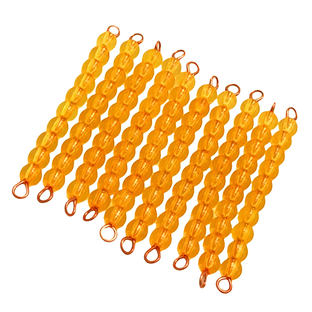 10 Pieces Montessori Golden Bead Thousand Beads 1-100 Numbers