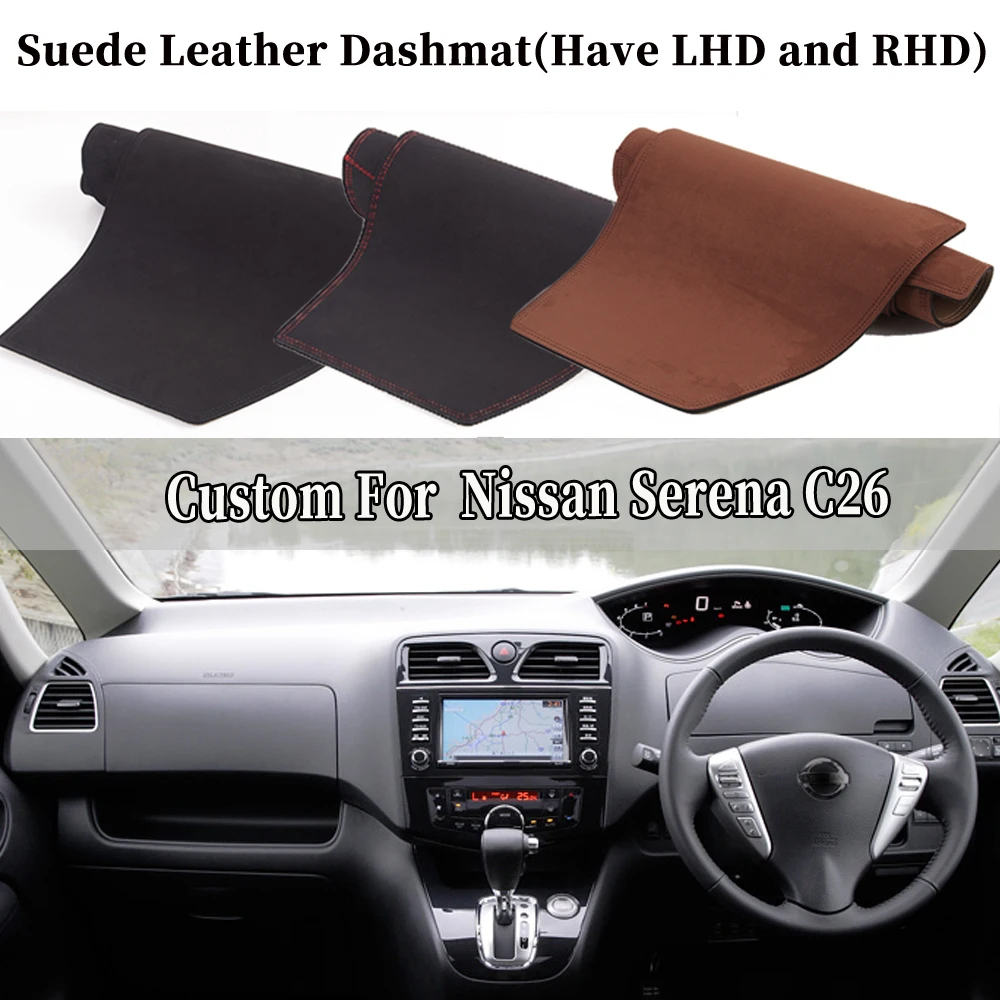 Accessories Car-styling Suede Leather Dashmat Dashboard Cover Dash Mat Carpet Custom For Nissan Serena C26  2011 2012 2013 2015