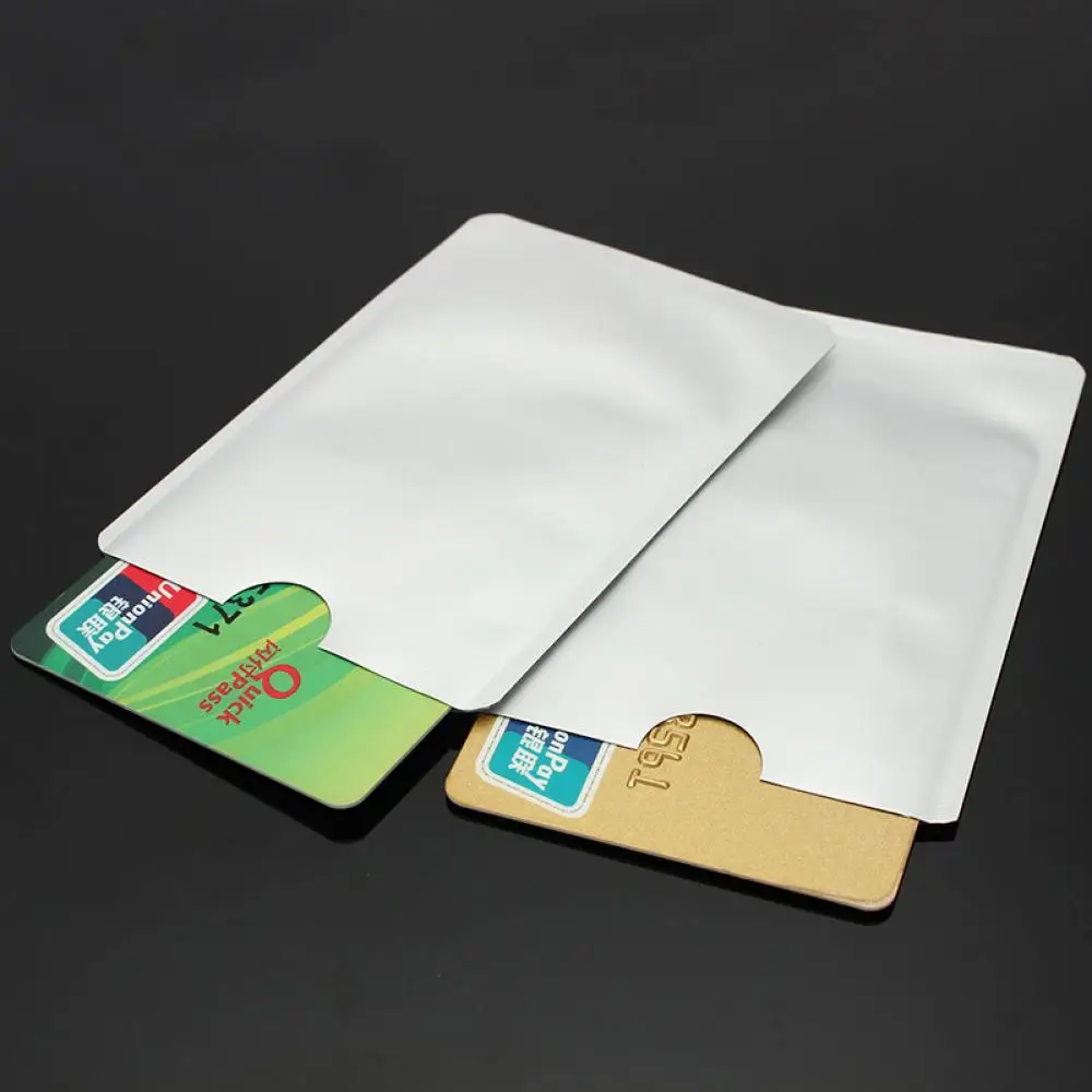 10PCS Steel Silver Aluminium Business ID Name Credit Card Protector Secure Sleeve RFID Blocking ID Holder Foil Shield