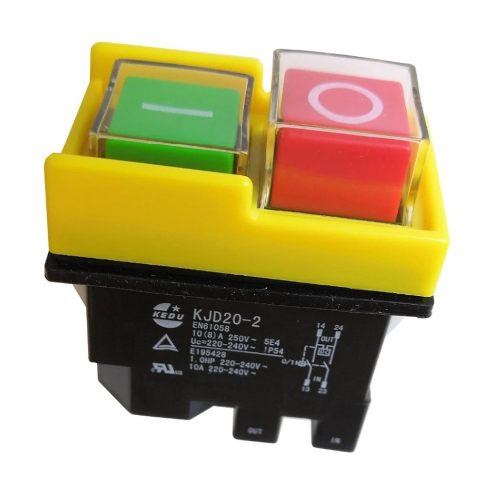KEDU KJD20-2 120/250V 10/(8)A Waterproof Electromagnetic Switch On Off Push Button Switches for Electric Power Tool Machine Tool
