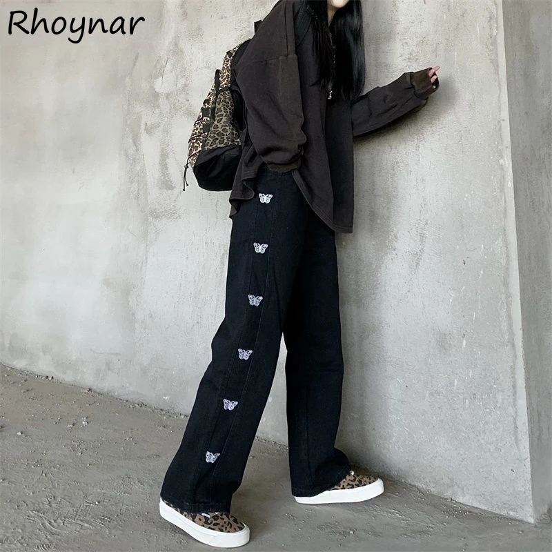 

Retro Jeans Women Vintage High Waist Harajuku Embroidery Straight-trousers American Style Design Streetwear Clothing Popular Ins