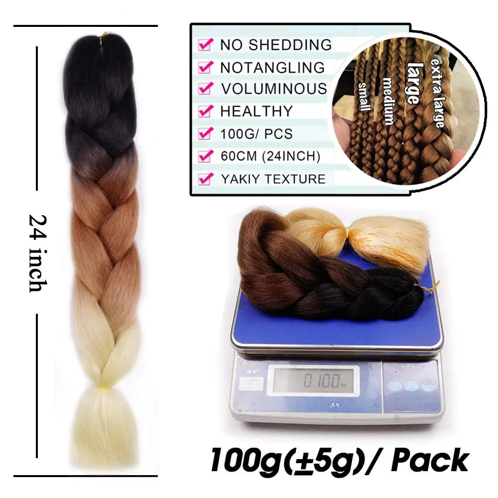 Dream Like 24 inch Ombre Color Synthetic Hair Braids Pre Stretched Wholesale Jumbo Braiding KaneKalon Hair Extensions 100g/pcs