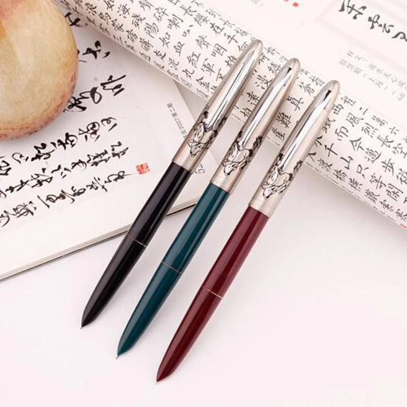 

Hero Vintage 329-2 Arrow Mark Horse Head Pattern Fountain Pen Fine Nib 0.5mm Iridium Office School Writing Gift Pen Accessory