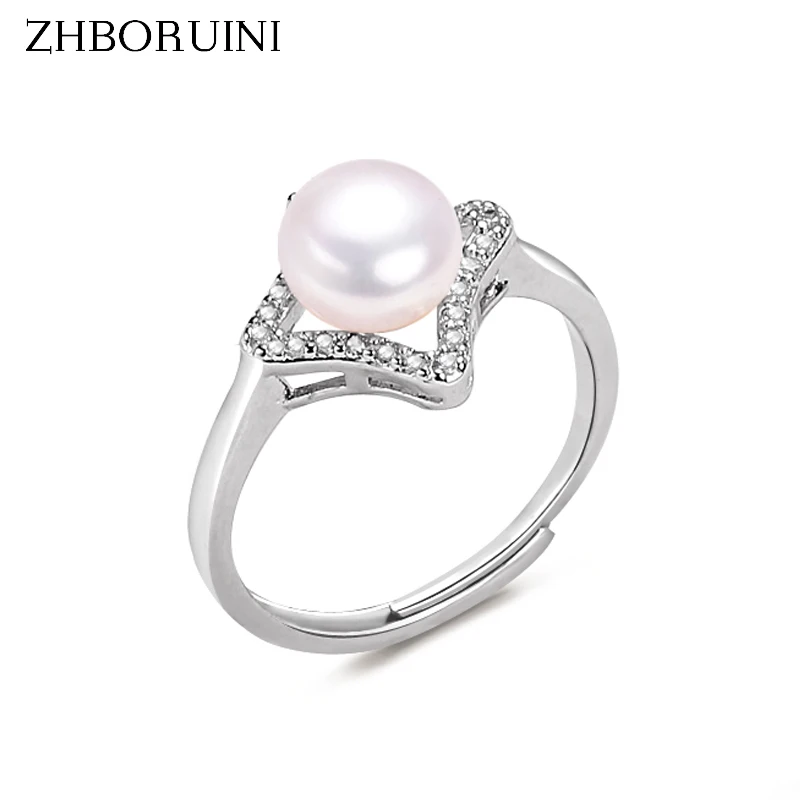 ZHBORUINI New Trendy Fine Pearl Ring 100% Real Natural Pearl Square Simple 925 Sterling Silver Ring Female Wedding jewelry Gift