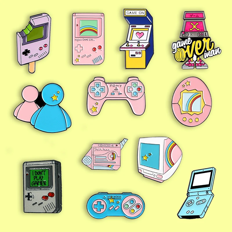 Amusement equipment enamel brooch creative blue game console pin jeans shirt bag cartoon fashion jewelry gifts for friends