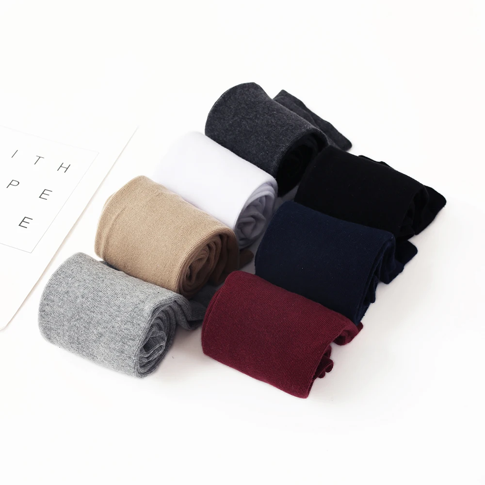 Autumn Cotton High Socks Women Medium Thickness Long Stockings Black Grey Color Leisure Active Wear Tight Slim Sock