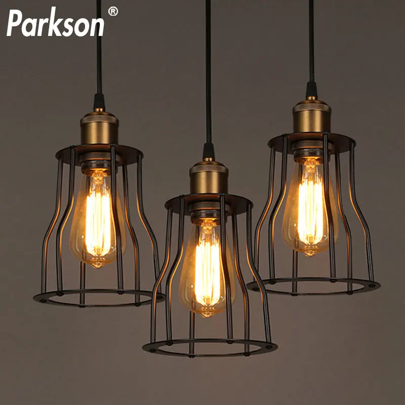 

Modern iron industrial pendant lights Retro cage pendant lamp E27 bulb Hanging Lamp art decor minimalist pendant