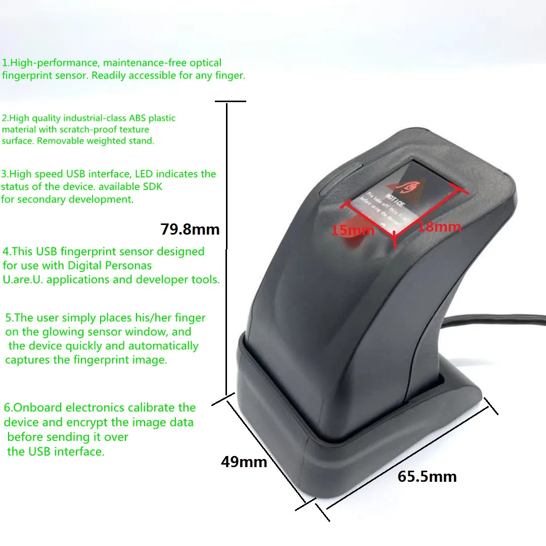 QBYetco ZK USB Biometric Fingerprint Sanner Fingerprint Sensor ZK4500 USB Fingerprint Reader With Free SDK Support Windows Linux