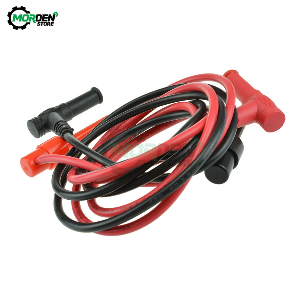 1Pair Multimeter Right angle Banana Plug to Test Hook Wire Cable Set with Protective Soft Silicone for Multimeter Test Tools