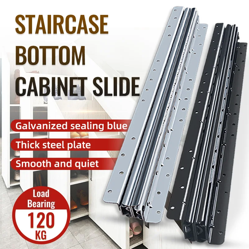 WASHINGST Bottom Fix Drawer Runners Heavy Stair Runners Rails Full Ball Bearing Runners Stair Runner Rail Bottom Mount