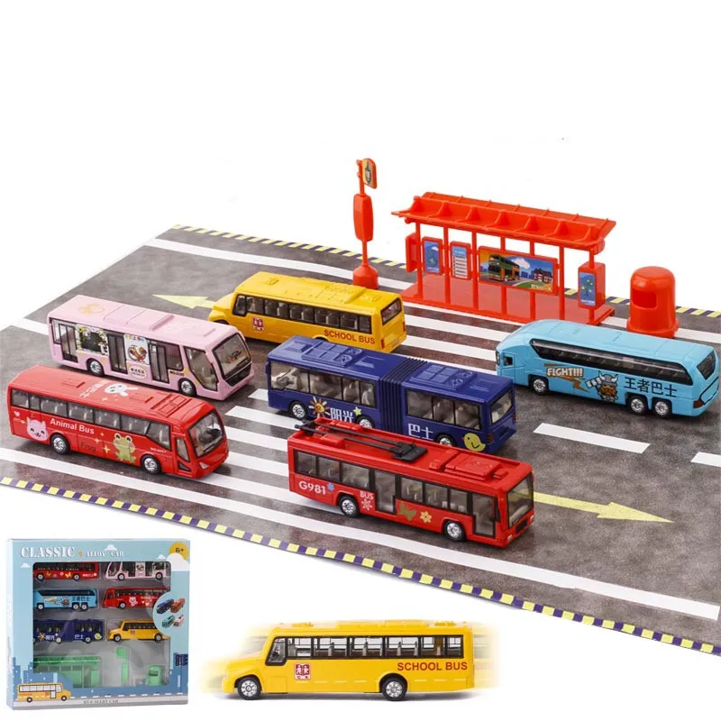 Hot 1:64 alloy pull back set bus model,original packaging gift box toy,high simulation bus school bus,free shipping