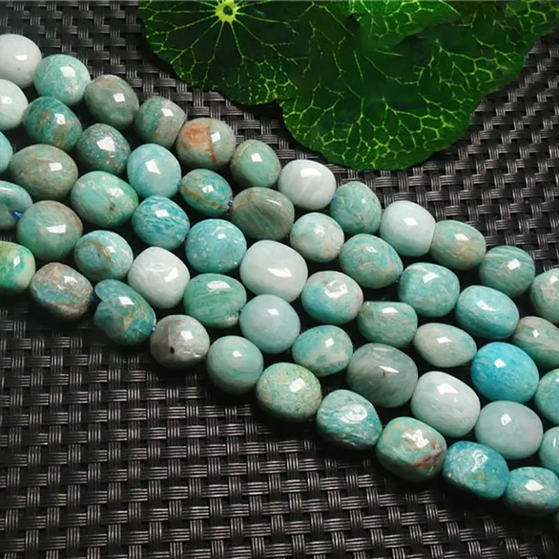 10-11mm Natural smooth Amazonite irregular round stone beads For DIY necklace bracelet jewelry making 15 