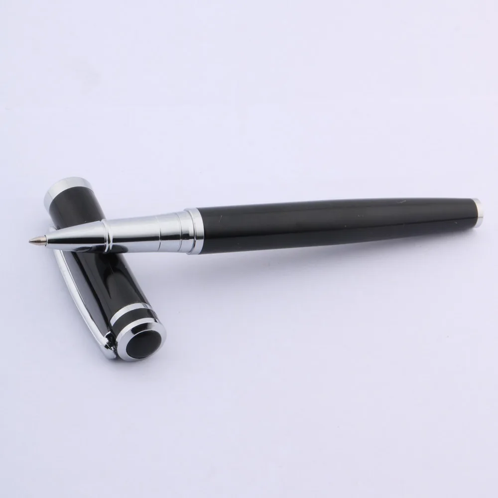 deluxe gift pen new black and silver metal rollerball pen