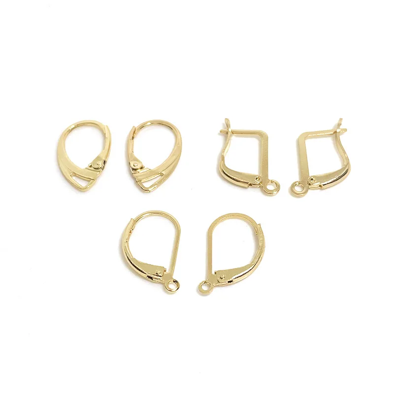 2-20pcs/lot Gold 14K Ear Hooks DIY Earring Jewelry Making Simple Copper Anti-allergy Earring Hands Accessories Parts Wholesale