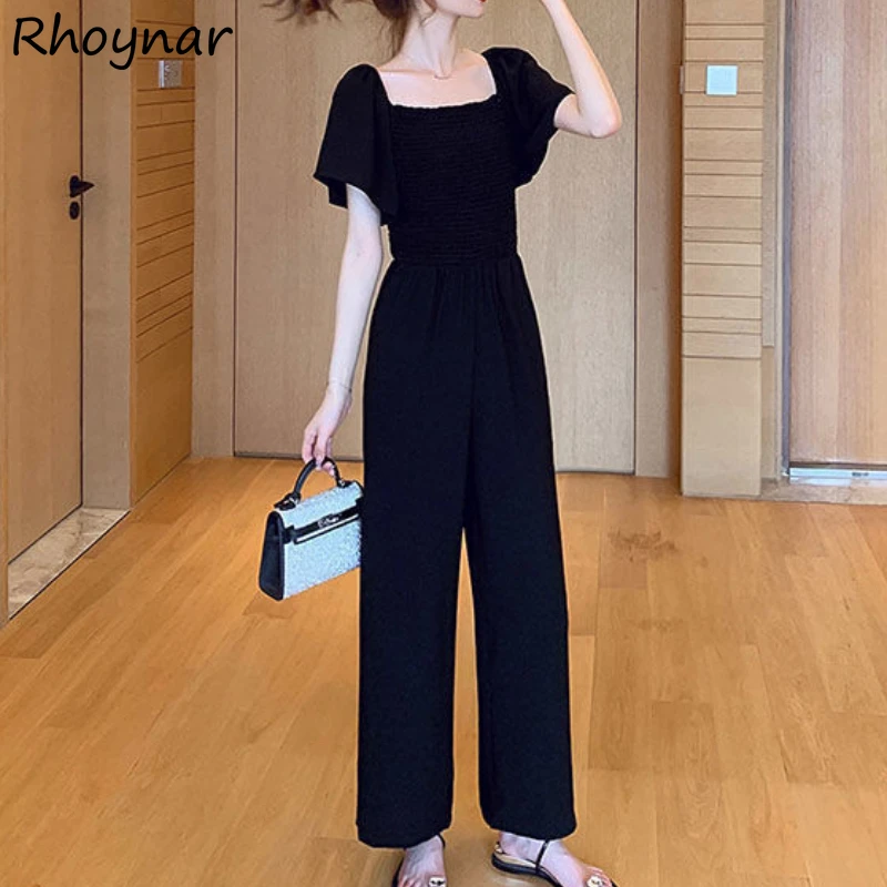 Jumpsuits Womens Solid Elegant Korean Style Newest Simple Full Length Summer Comfortable Tender Students Casual Stylish Female