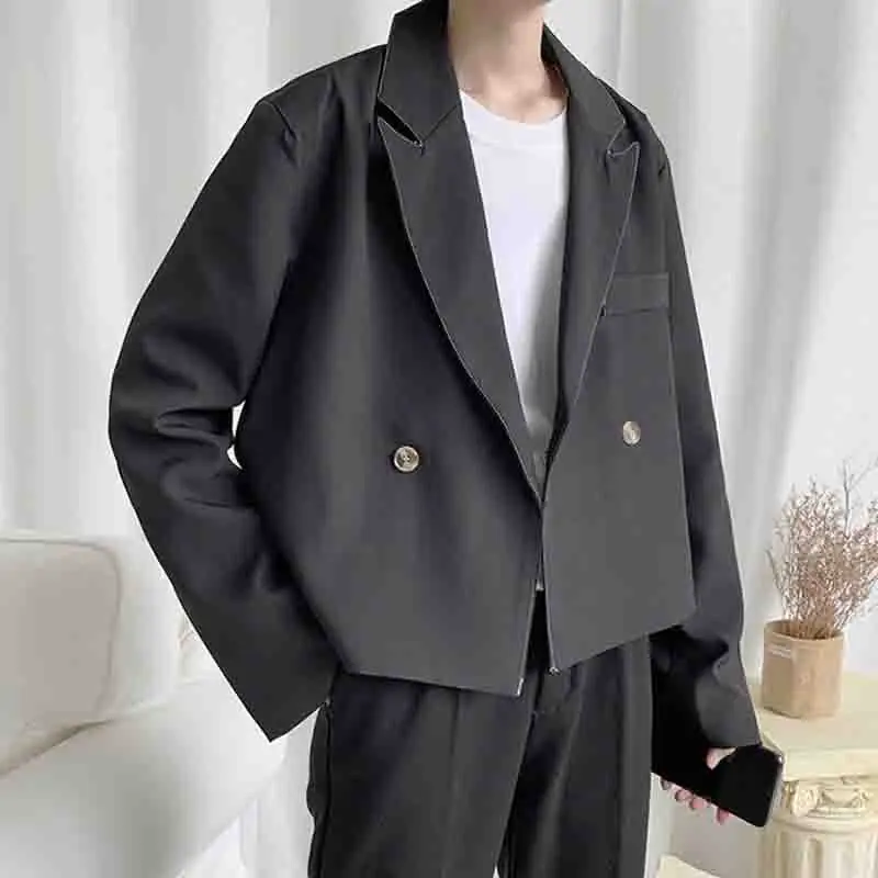 Autumn short casual solid color Blazer Korean version ins retro trend young singer fashion suit man