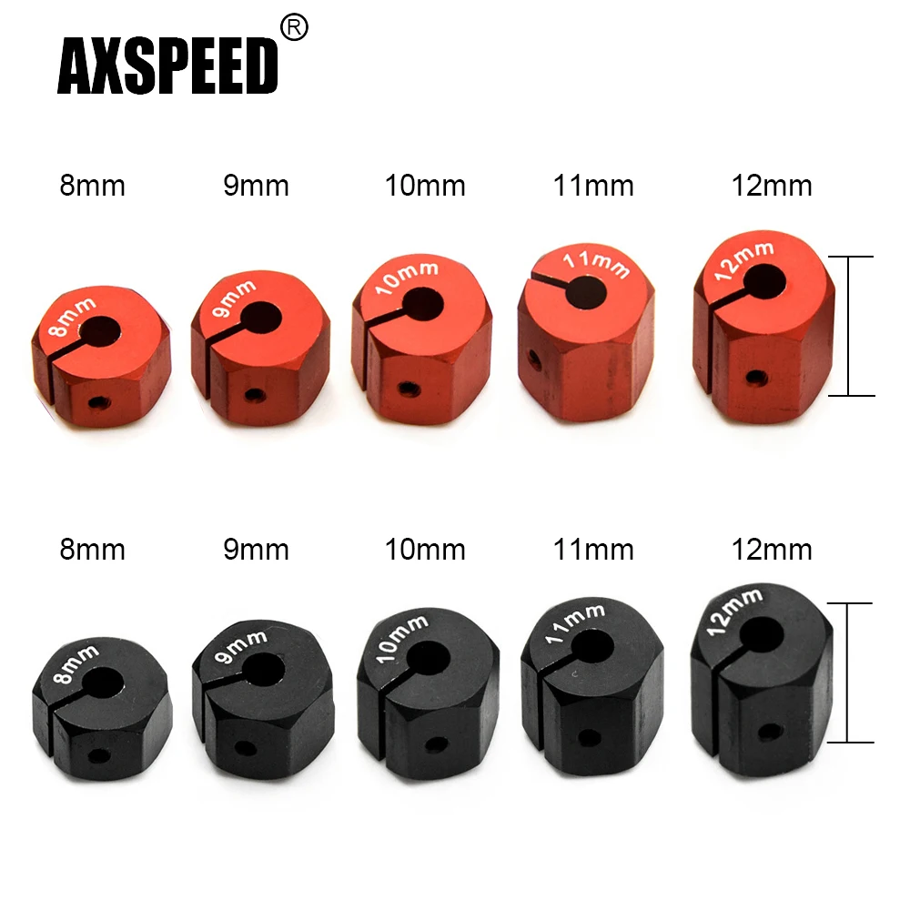 

AXSPEED 4 шт., металлический сплав, 8/9/10/11/12 мм, шестигранный адаптер для обода колеса для осевого SCX10 TRX4 HSP Redcat CC01 1/10, детали модели радиоуправляемого автомобиля