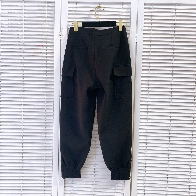

Fashion New Women High Waist Chain Harem Pants Joggers Sweatpants Casual Female Pockets Straight Pants Long Trousers Streetwear