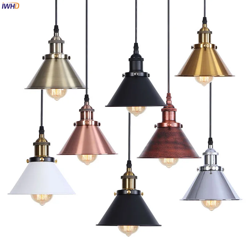 IWHD Loft Decor Industrial Pendant Lamp Bedroom Dinning Living Room Edison Retro Vintage Hanging Light Lamparas Colgantes LED