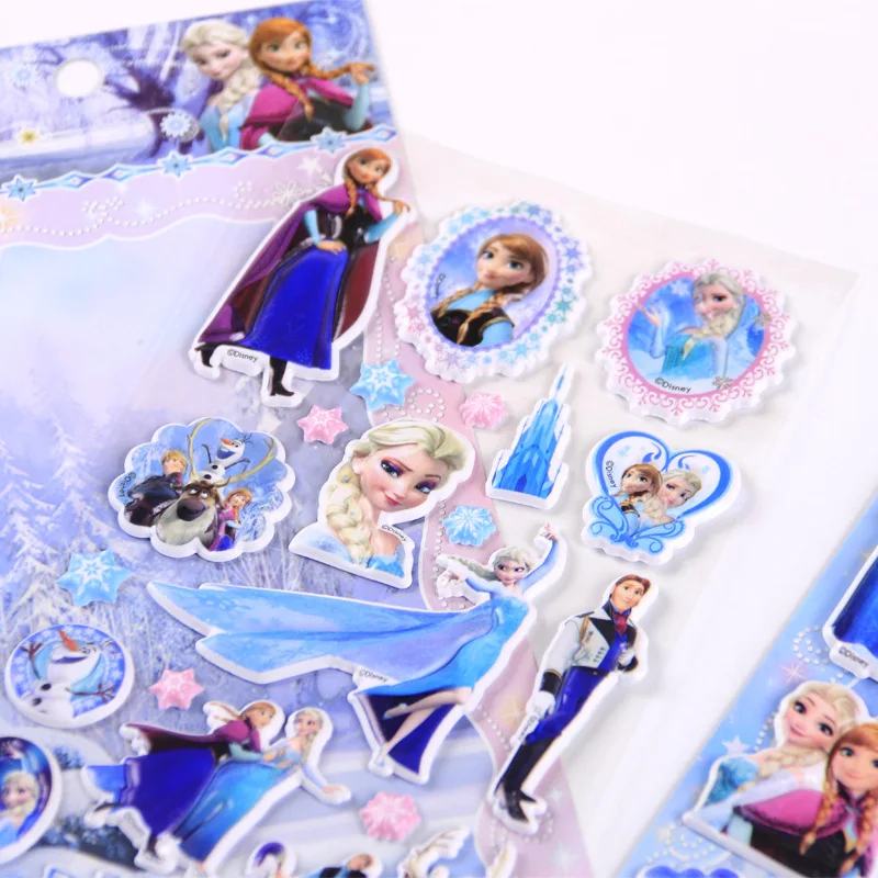 1pcs Disney Frozen Anna and Elsa Cartoon Stickers Kids Bedroom 3D Craft Decals Label Stationery Album Stickers Gifts