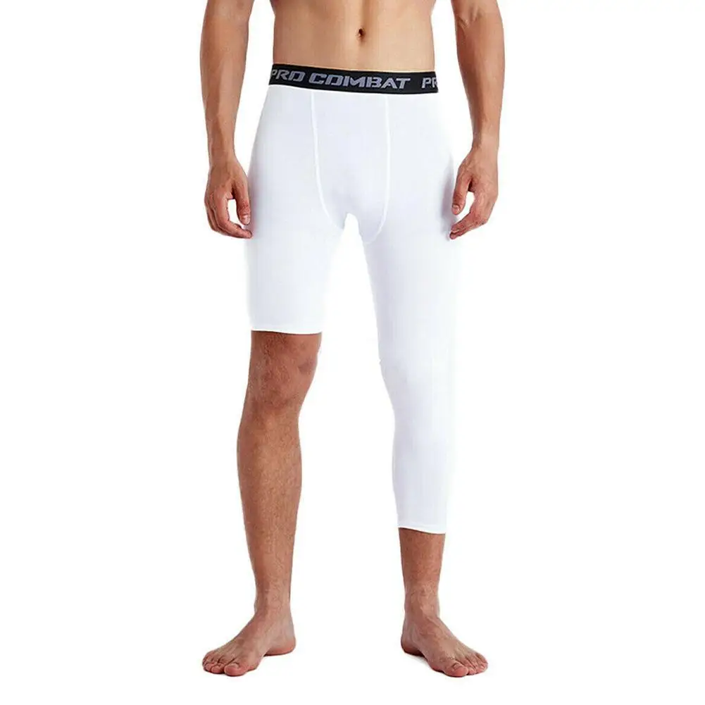 Calças de Exercício de Camada Base Masculina, Compressão Correndo Leggings, Calças Apertadas Esportivas, 1 Perna, Basquete, Futebol, Yoga, Calças de