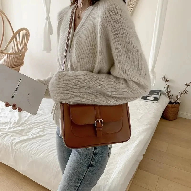 Fashion Vintage Small Flap Messenger Bag Bags PU Leather Women Shoulder Crossbody Bag Bags 2021 NEW Women\'s Handbags Purses