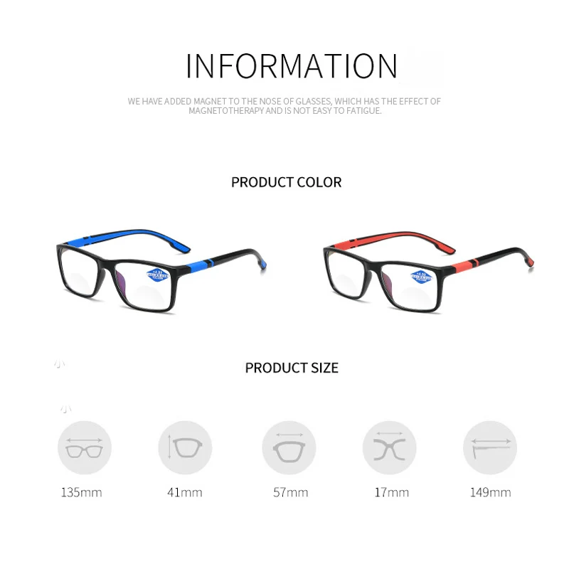 Elbru Anti-blue Light Reading Glasses Fashion Flexible Multifocal Presbyopic Glasses Ultralight Computer Goggle+1.0 1.5 2 2.5 4 image 6