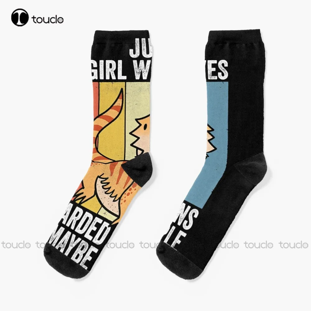 Dragons Just A Girl Who Loves Bearded Dragons Socks Unisex Adult Teen Youth Socks Personalized Custom 360° Digital Print