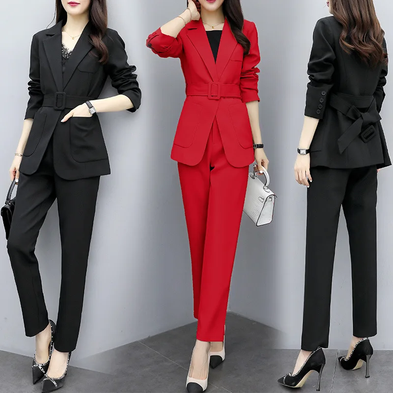 

Spring and Autumn leisure temperament Professional ladies suit new and elegant was thin waist straight Trousers Small suit suit