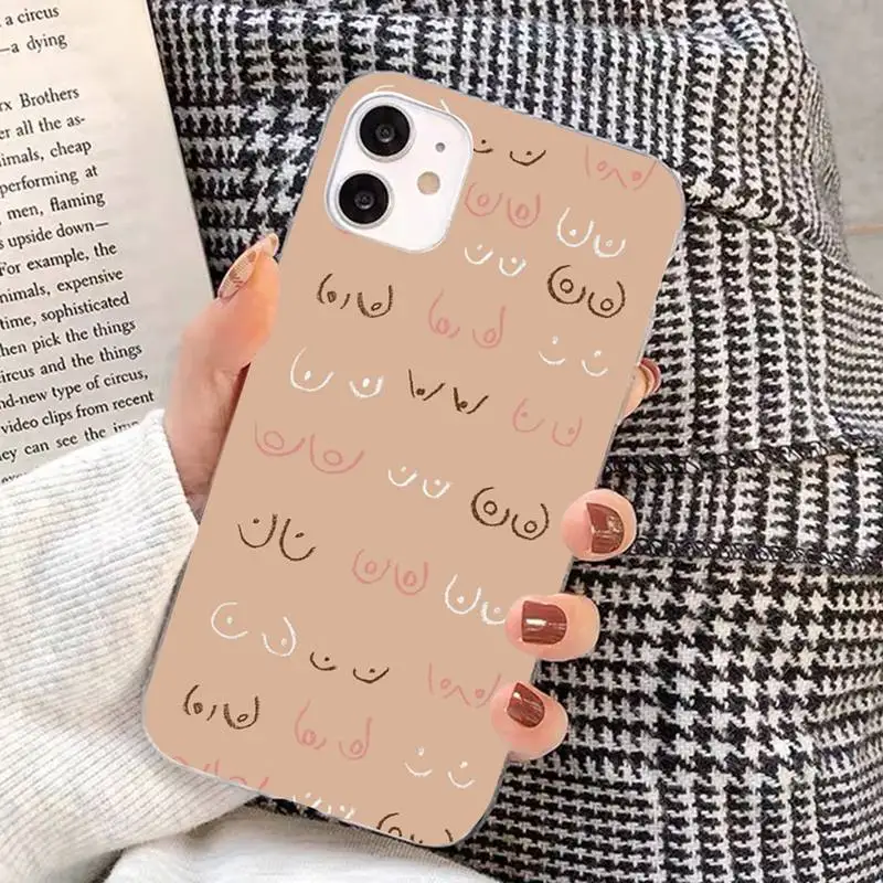 Boobs Art Print Phone Case for iphone 13 8 7 6S Plus X 5S SE 2020 XR 11 12 mini pro XS MAX