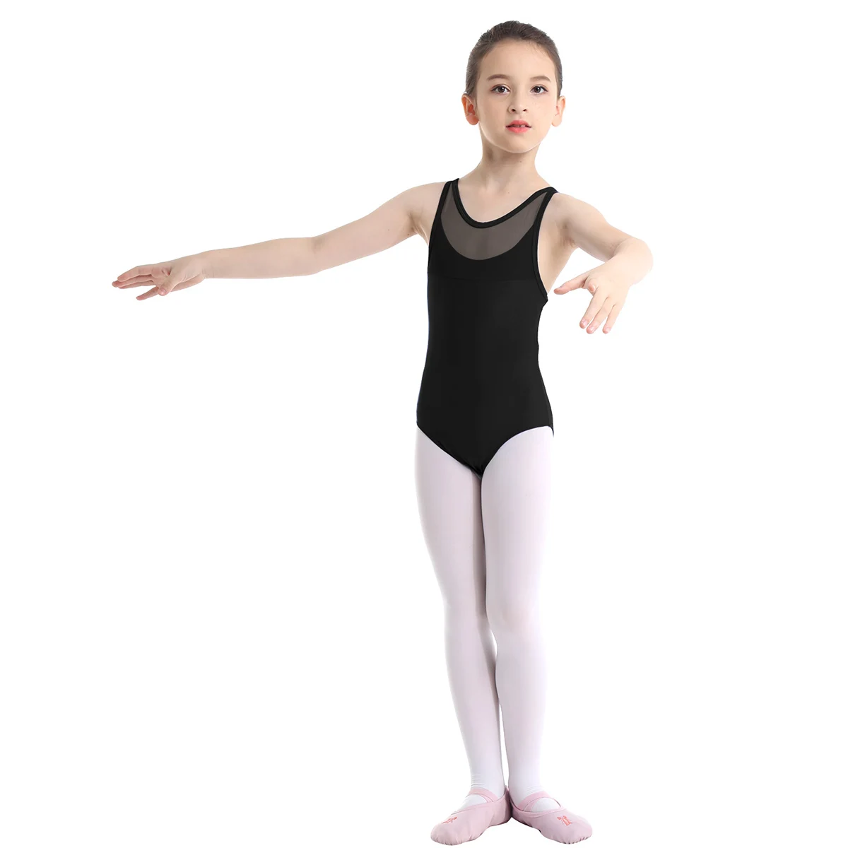 Iiniim Kinder M&auml;dchen Professionelle Ballett K&ouml;rper Trikot Mesh Splice criss-cross Ausschnitt Zur&uuml;ck Ballett Gymnastik Trikot Dancewear