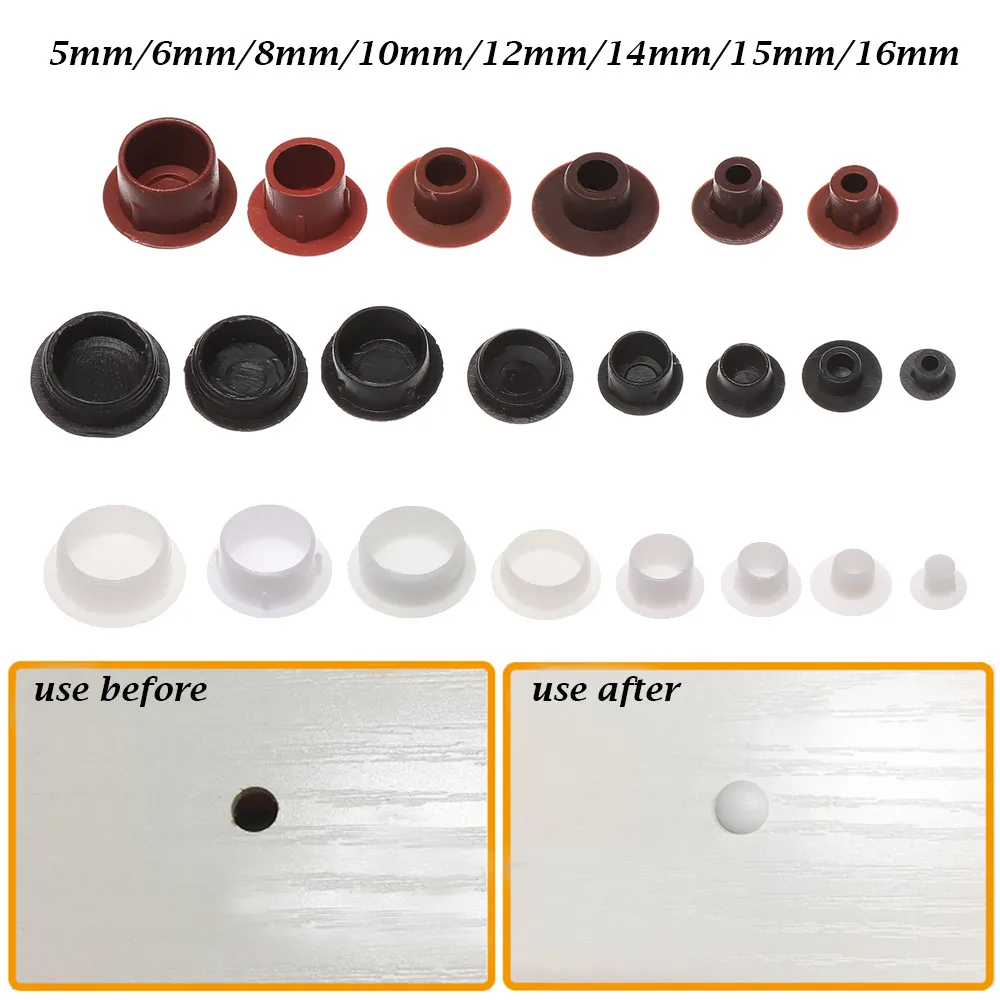 Hot 50Pcs 5-16mm Furniture Hole Covers Protection Screw Cover Decor Dust Plug Stopper Cabinet Drill Hole Plug Hardware Grommet