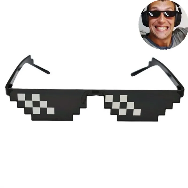 3/6 Bit Thug Life Sunglasses Pixelated Men Women Brand Party Eyeglasses Mosaic UV400 Vintage Eyewear Unisex Gift Toy Glasses