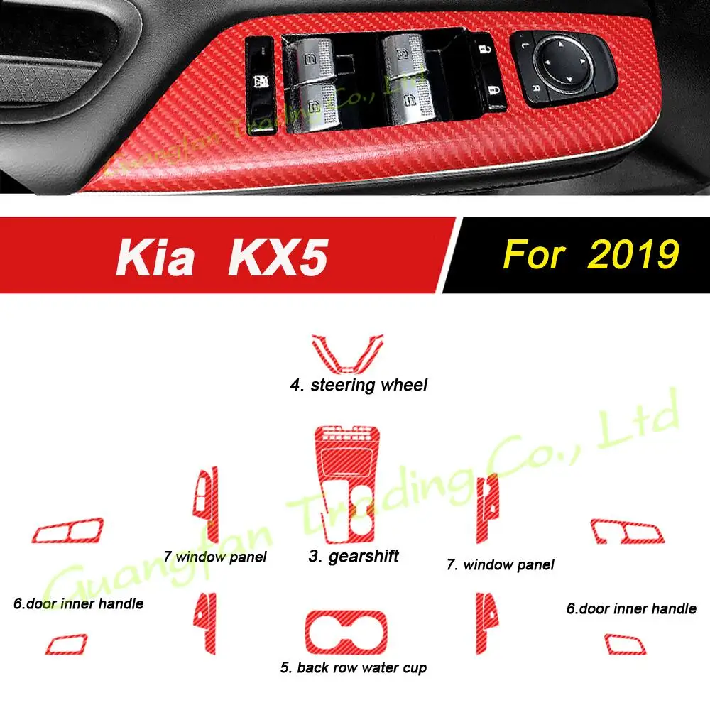For Kia KX5 Year 2019 3D/5D Carbon Fiber Car Inner Trim Cover Interior Sticker Decorative Accessor
