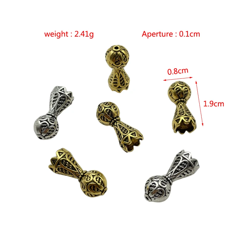 JunKang Zinc Alloy Retro Perforated Tassel Bead Cap Spacer Beads DIY Muslim Rosary Necklace Making Connector Accessories