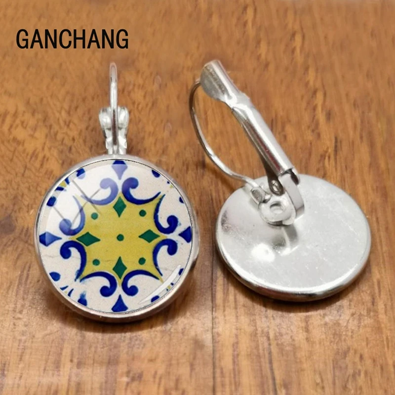 2020 Portuguese Tile Graphic Earrings Mandala Portuguese Flower Earrings Gifts To Women Girls Birthday Temperament Jewelry