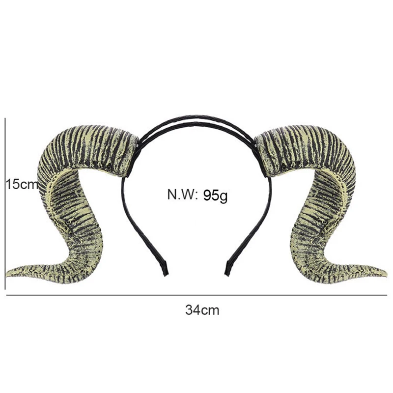 Women Men Adults Sheep Horn Headband Cosplay Decor Hair Clip Xmas Halloween Headwear Hairband Props Demon Evil Gothic Handmade image 3