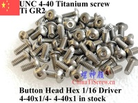 BH 4-40 Titanium screw 4-40x1/4 4-40x5/16 4-40x3/8 4-40x7/16 4-40x1/2 4-40x5/8 4-40x3/4 4-40x1 Button Head Hex 1/16 Ti GR2 Plain