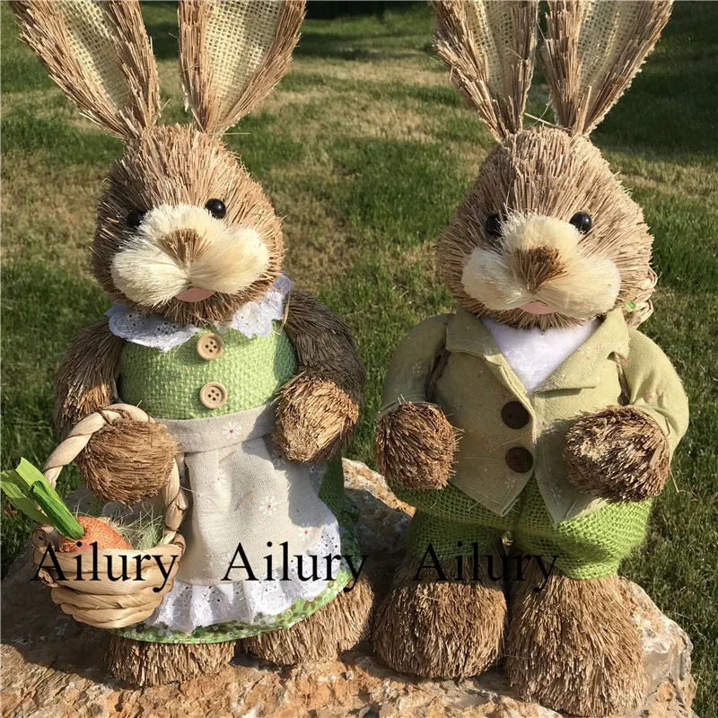 

Wedding Large 45cm Straw Rabbit,Big Creative Decoration Hotel Flower Shop Desktop,Rural Oranment,Easter Gift,Photo Studio