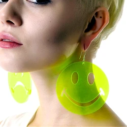 Big Large Round Face Earrings for Women  Fashion Jewelry Acrylic Neon Pink Green DJ DS Accessories