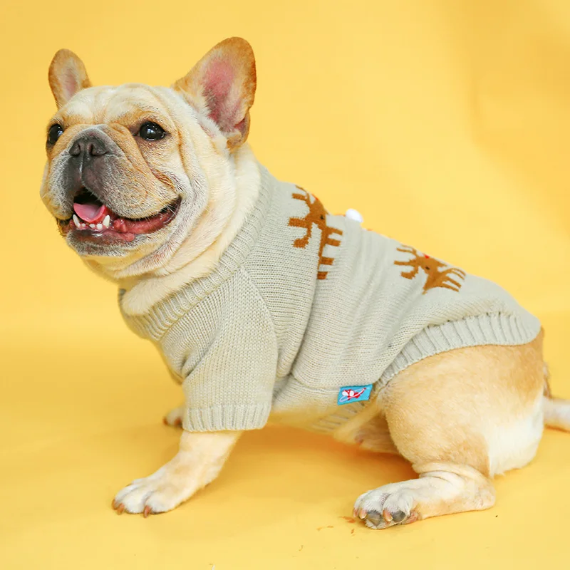 PETCIRCLE Dog Clothes Elk Sweater For French Bulldog Corgi Pug Dog For Small &Medium Pet Dog Spring & Autumn Dog Costume Sweater