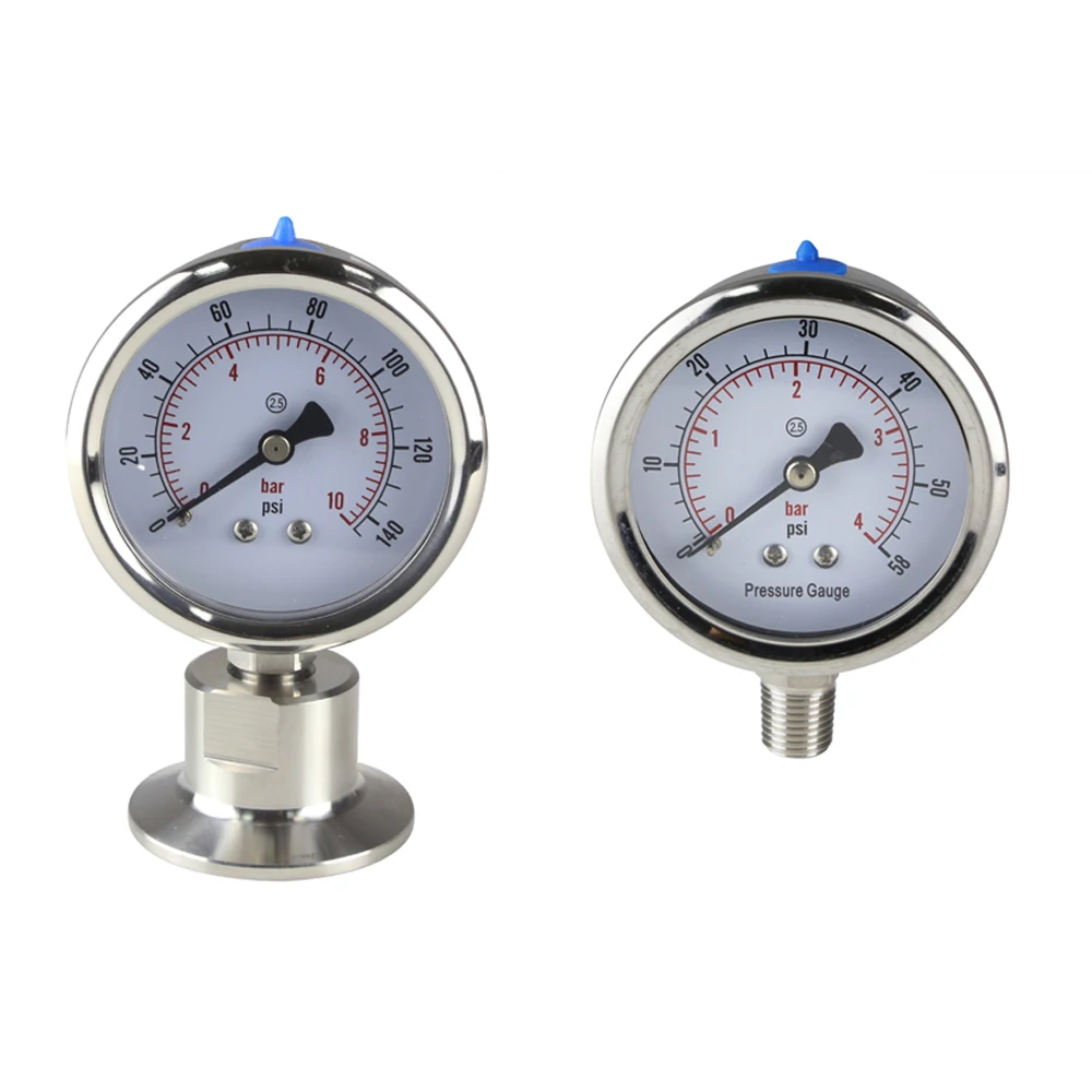 

Radial and Rear Mounting Manometer 0-10Bar/psi Tri Clamp thread Diaphragm Pressure Gauge SS316 Diaphragm