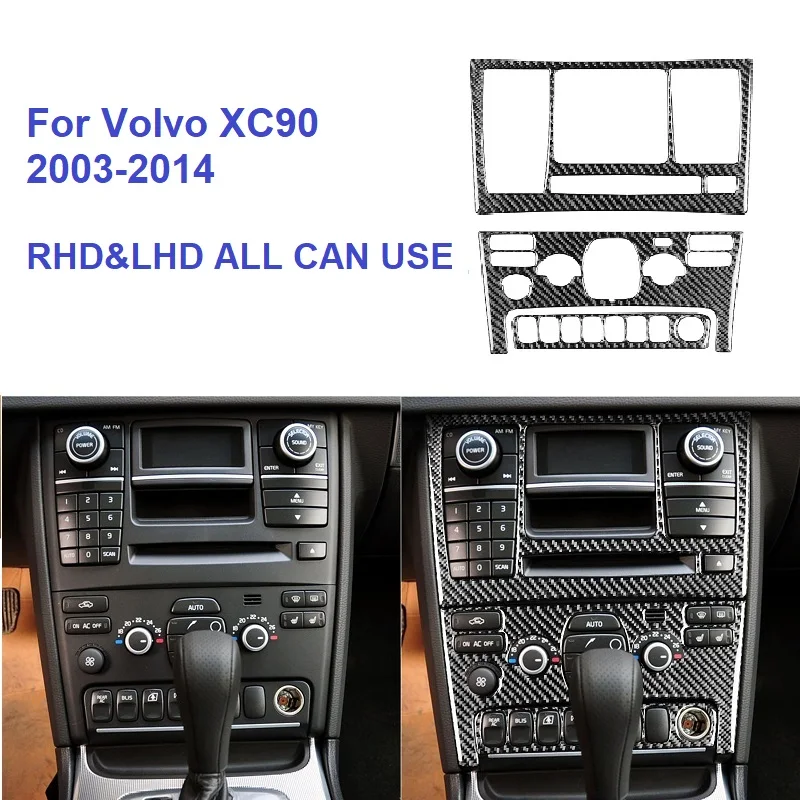 Fit For Volvo XC90 XC Classic 2003-2014 Carbon Fiber Interior Center Console Panel AC CD Button Frame Trim Cover Sticker