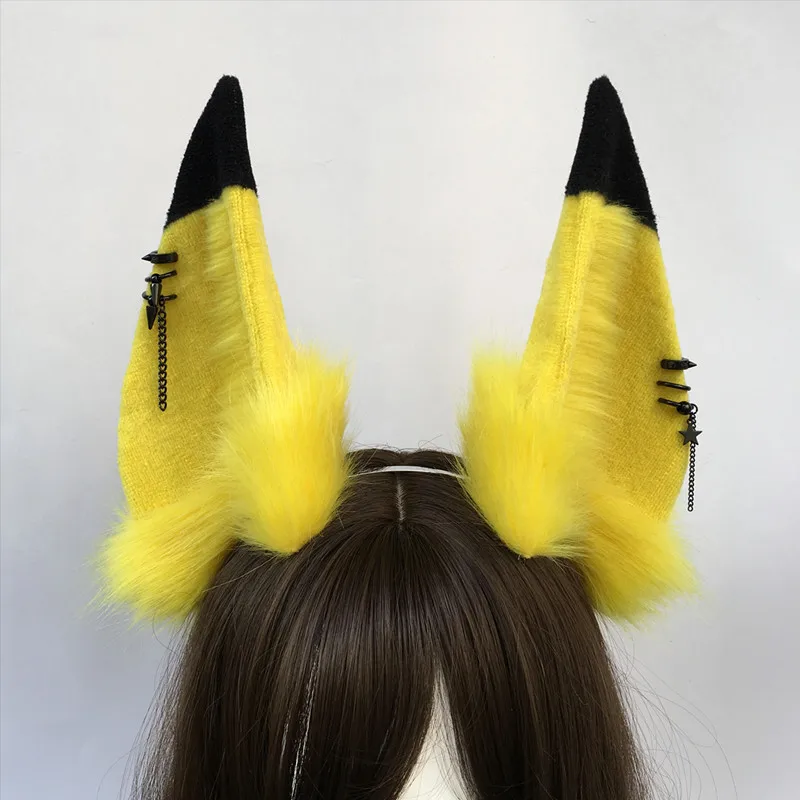 

Custom Anubis Jackal Ear Cos Yellow Punk Simulation Animal Ear Earrings Hair Accessories Cosplay