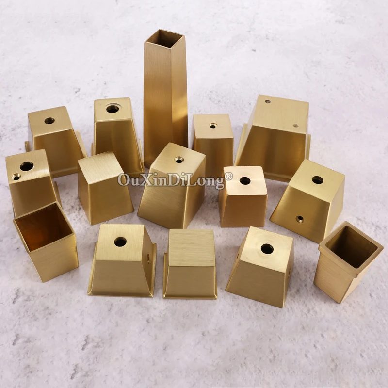 4PCS Brass Square Foot Covers Chinese Style Table and Chair Copper Foot Set Brass Bottom Cover Foot Square Cap Hardware GF590