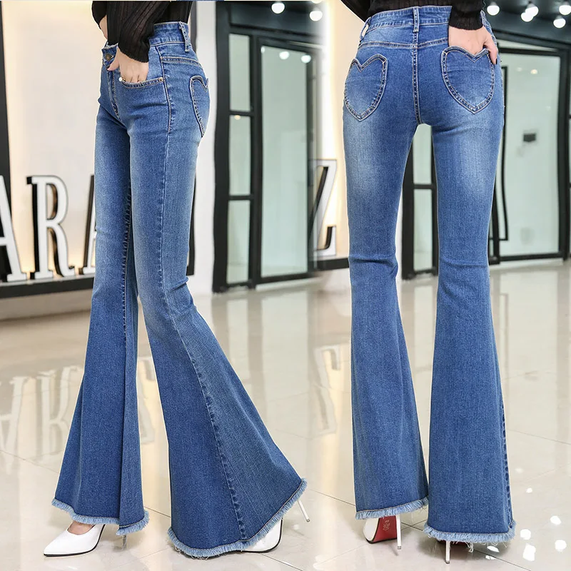 KOZONHEE Stretching Bell-Bottoms low-waisted Flare Jeans Women Stretching For Girls Trousers for women Jeans